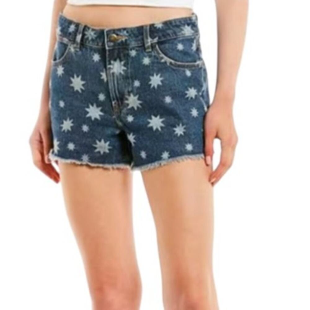 Wrangler Blue Star Print High Waist Vintage 3" Denim Shorts